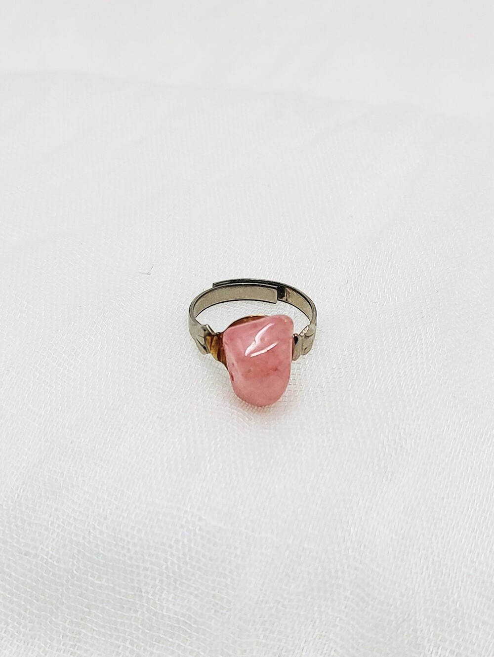 Size 5 Small Silver Ring With Pink Stone
